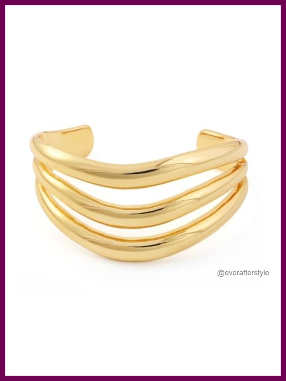 14K Gold Plated Wide Open Cuff Bracelet Chunky Statement Jewelry